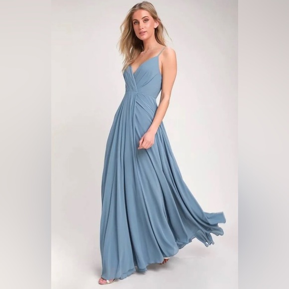 LULUS ALL ABOUT LOVE🩵SLAVE BLUE🩵SPECIAL OCCASION MAXI DRESS SIZE SMALL 🌟NWT🌟 - Picture 2 of 16